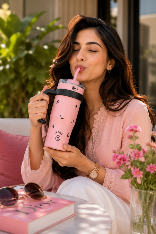Limited Edition Pink HydraFlex Bottle 1200 ML with Metal Straw