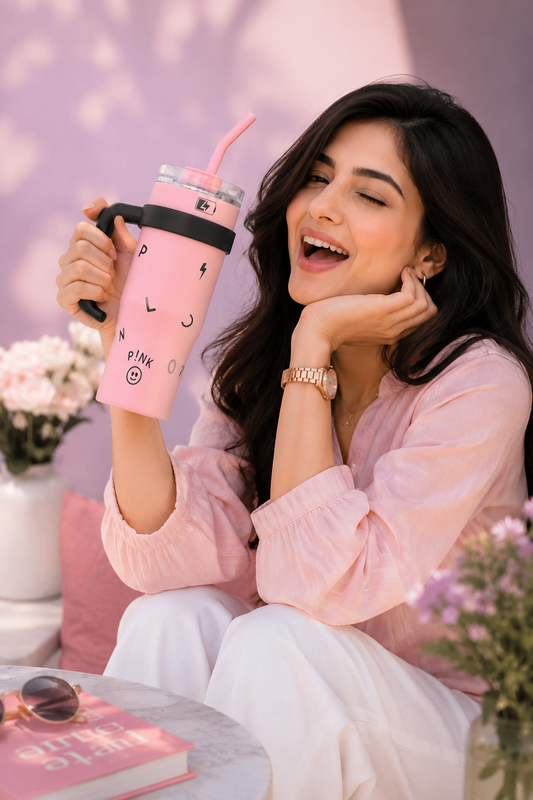 Limited Edition Pink HydraFlex Bottle 1200 ML with Metal Straw