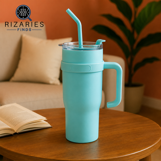 OceanBreeze Stainless Steel Tumbler 1200ML with Metal Straw