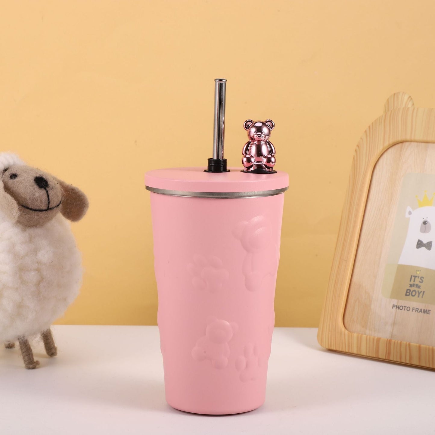 Skueezy Bear 600 ML Insulated Stainless Steel with Straw